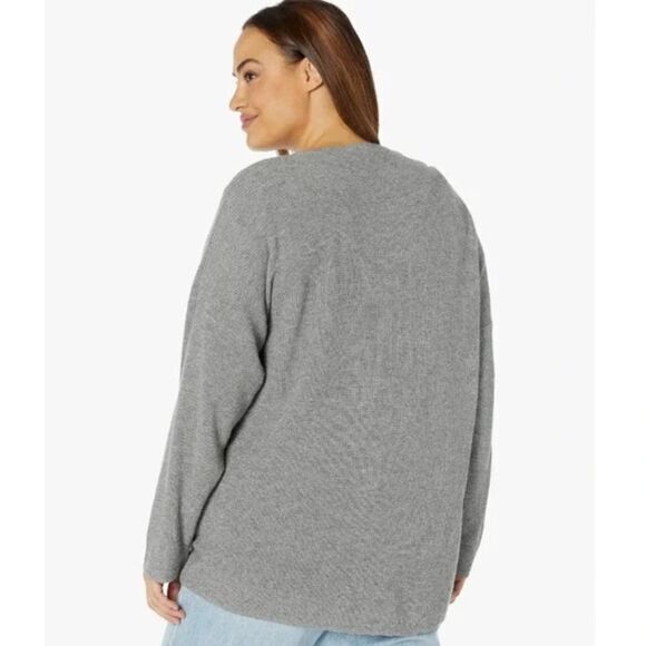 NEW Madewell Plus Asherton Waffle Henley Sweater in gray, 3X - Picture 3 of 16
